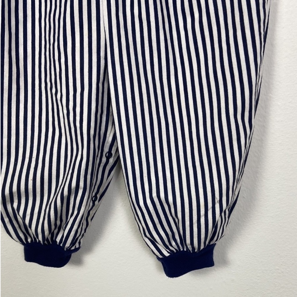 Vintage Heartstrings Baby 24 Months Striped Overalls American Flag Patch Striped - Picture 2 of 8